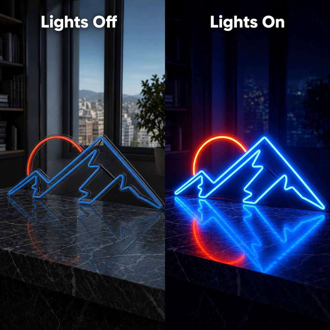 Angular Mountain Sunset LED Neon Sign main product image