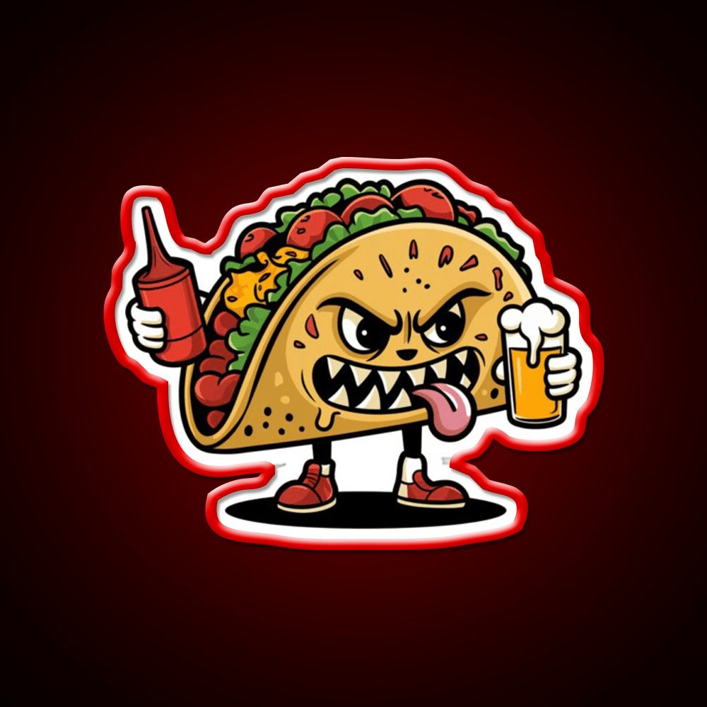 Animated Taco Character Taco Led Neon Sign Mexican Food Sign Rgb Color - Shineneon