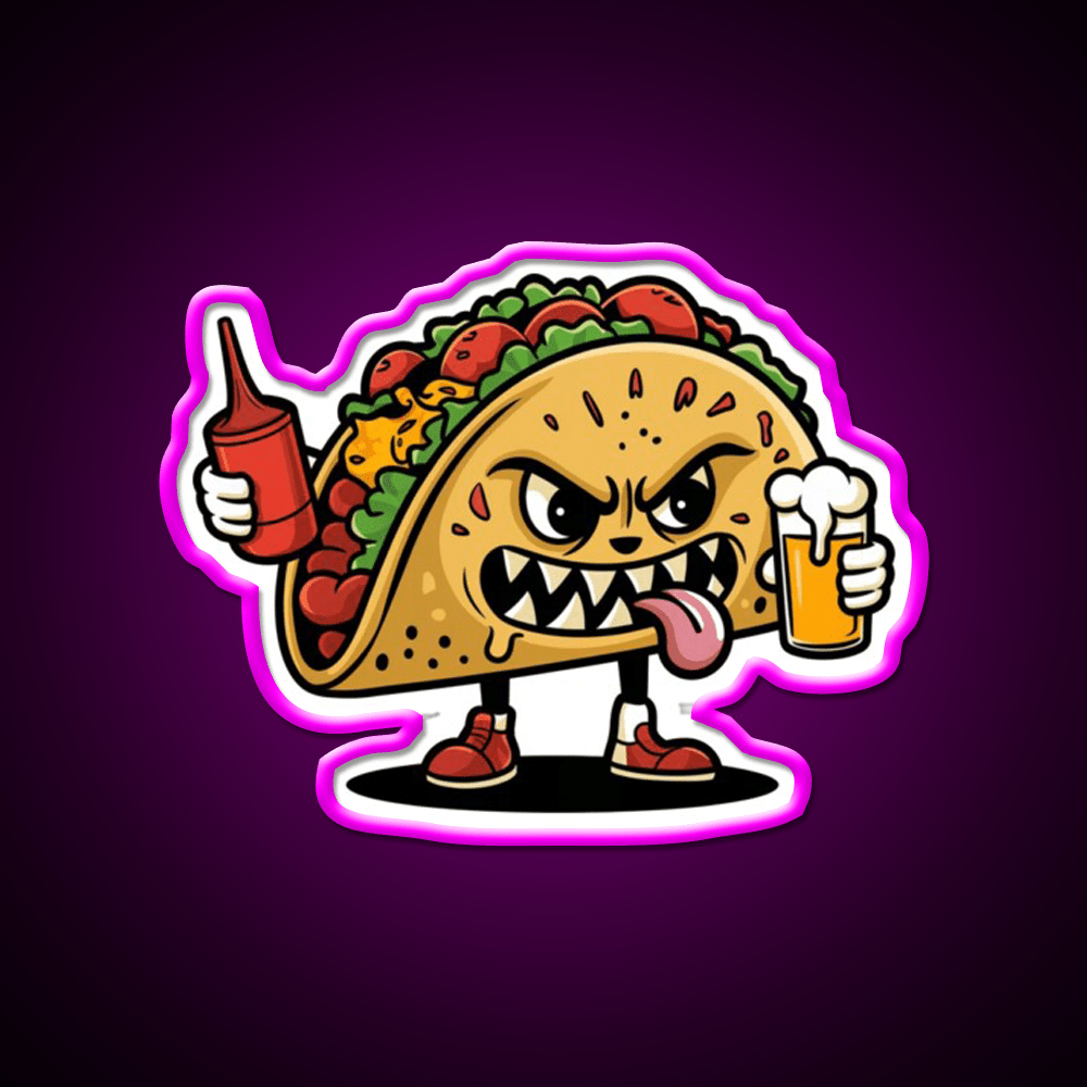 Animated Taco Character Taco Led Neon Sign Mexican Food Sign Rgb Color - Shineneon