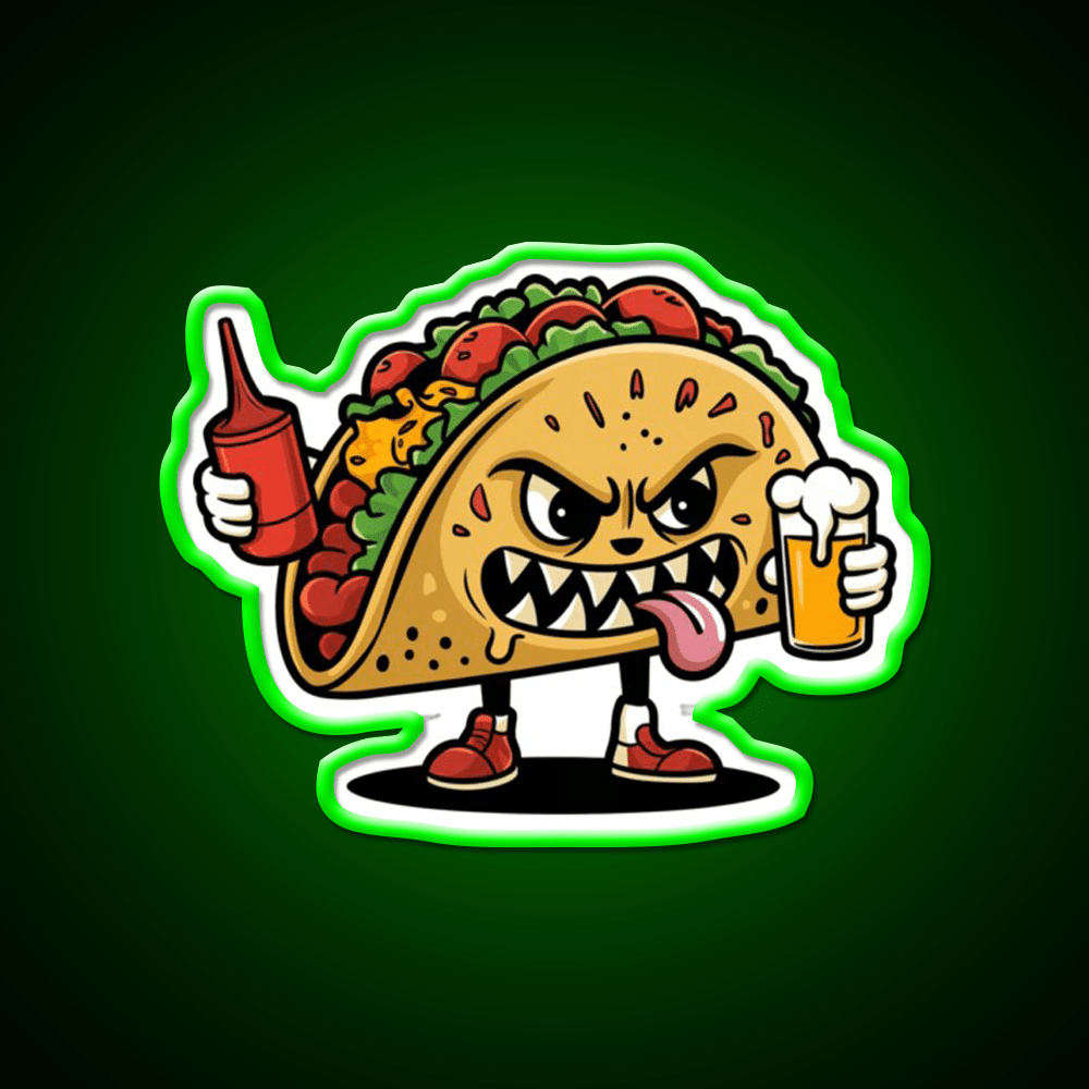 Animated Taco Character Taco Led Neon Sign Mexican Food Sign Rgb Color - Shineneon
