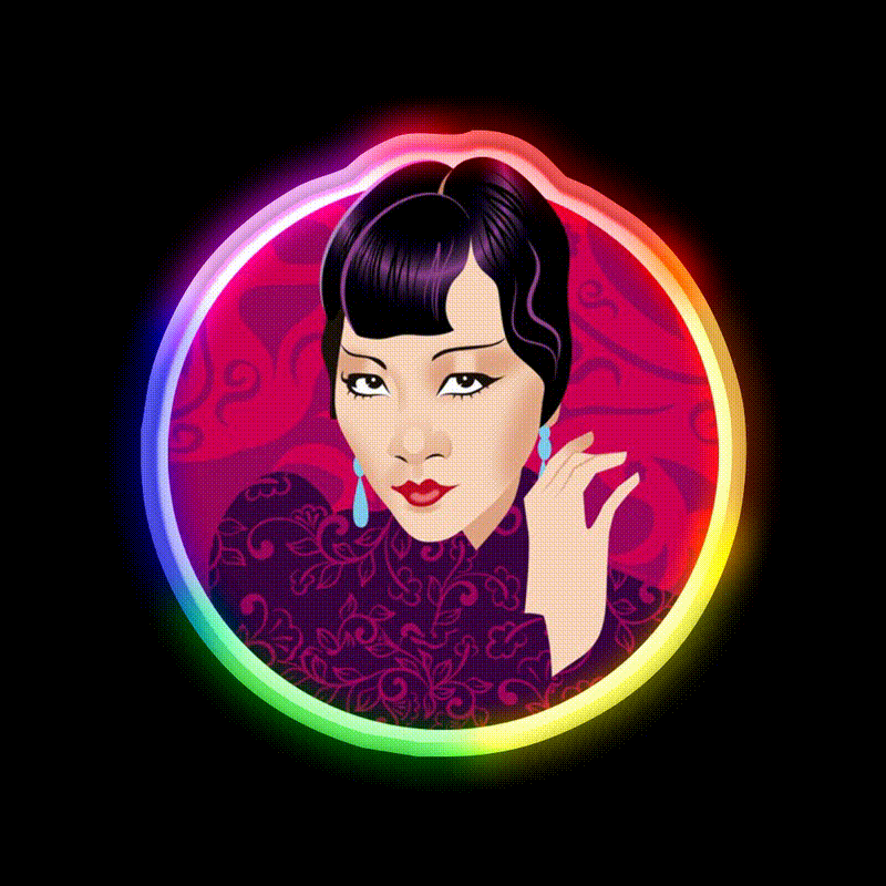 Anna May Wong Asian Cultural Led Neon Sign Rgb Color - LED neon sign close-up detail