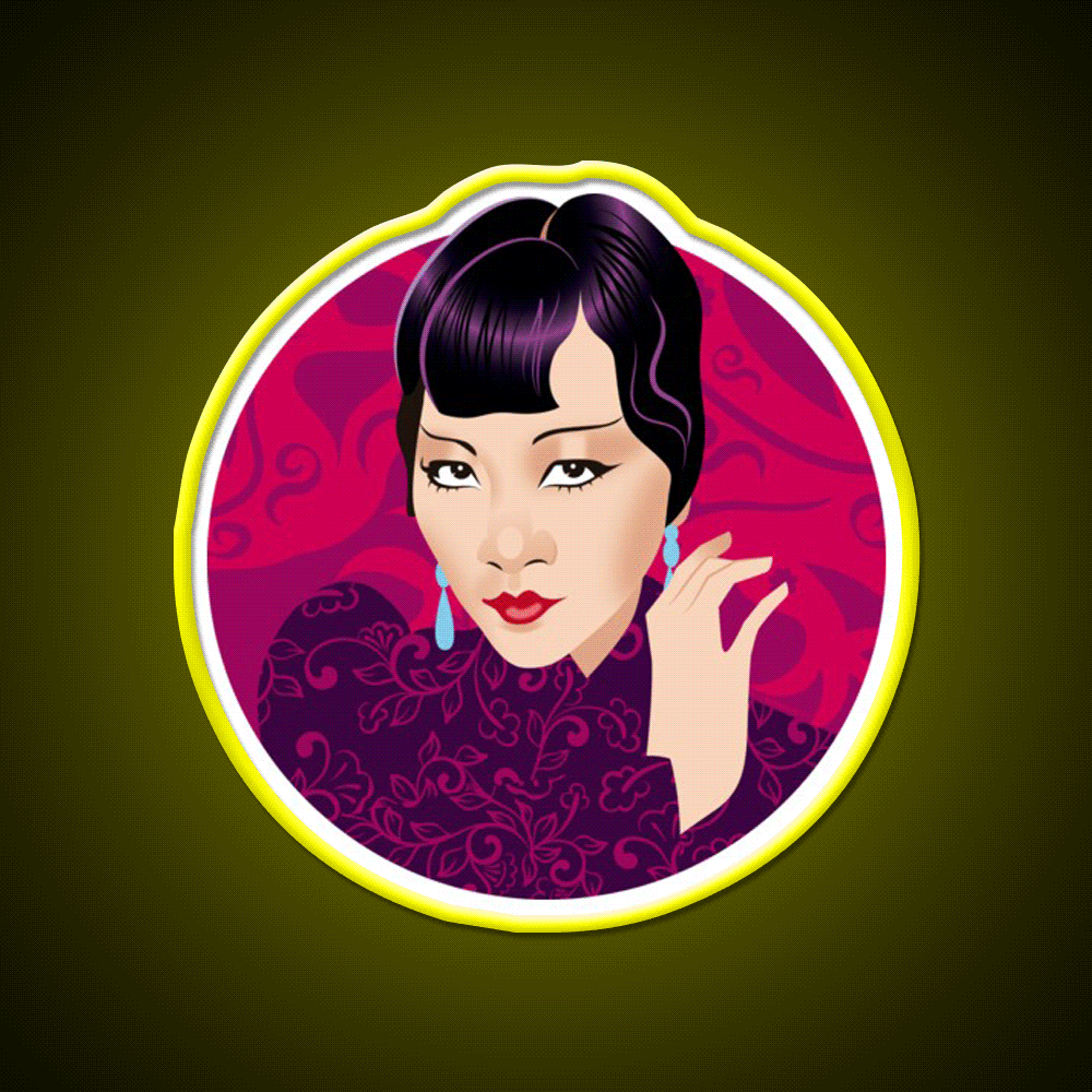 Anna May Wong Asian Cultural Led Neon Sign Rgb Color - Custom LED neon sign front view