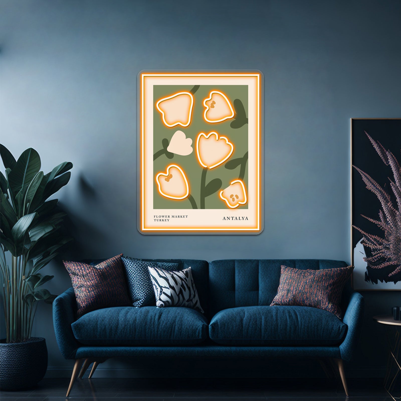 Antalya Aesthetic Tulips Decor Abstract Flowers Wall Artwork Neon Signs | Shineneon