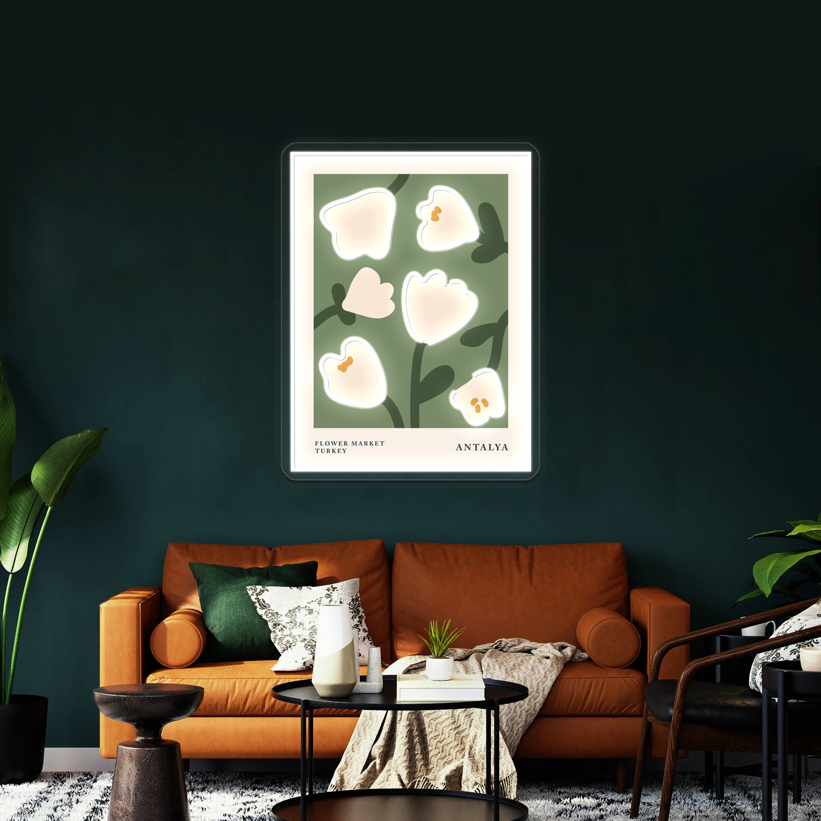 Antalya Aesthetic Tulips Decor Abstract Flowers Wall Artwork Neon Signs | Shineneon