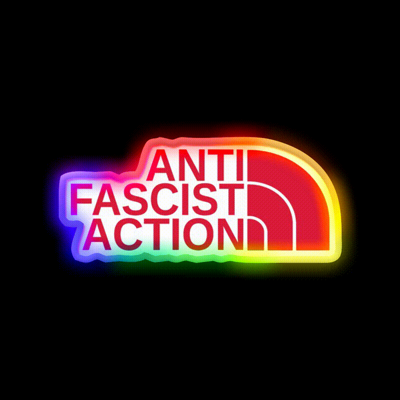 Anti Fascist Action Welcome Led Neon Sign Open Sign Rgb Color - LED neon sign close-up detail