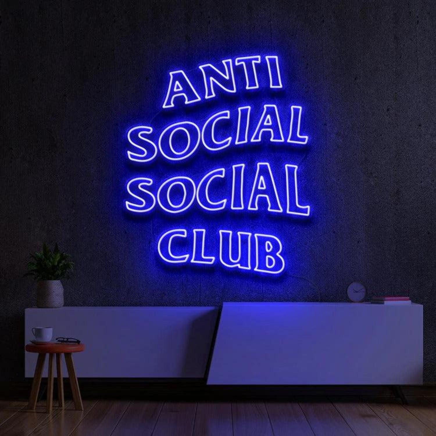 Anti Social Social Club Blue Led Neon Sign For Indoor Wall Decor | Shineneon