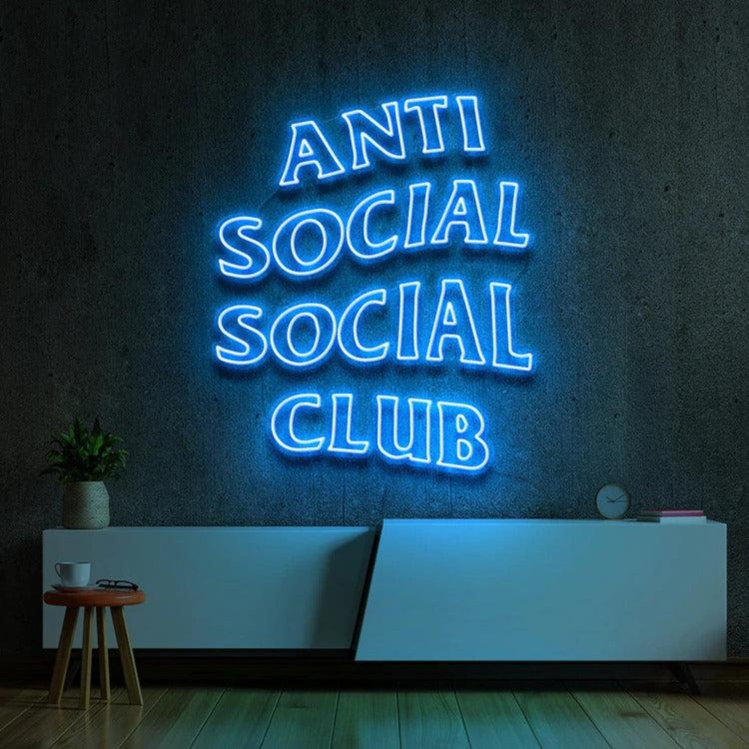 Anti Social Social Club Blue Led Neon Sign For Indoor Wall Decor | Shineneon