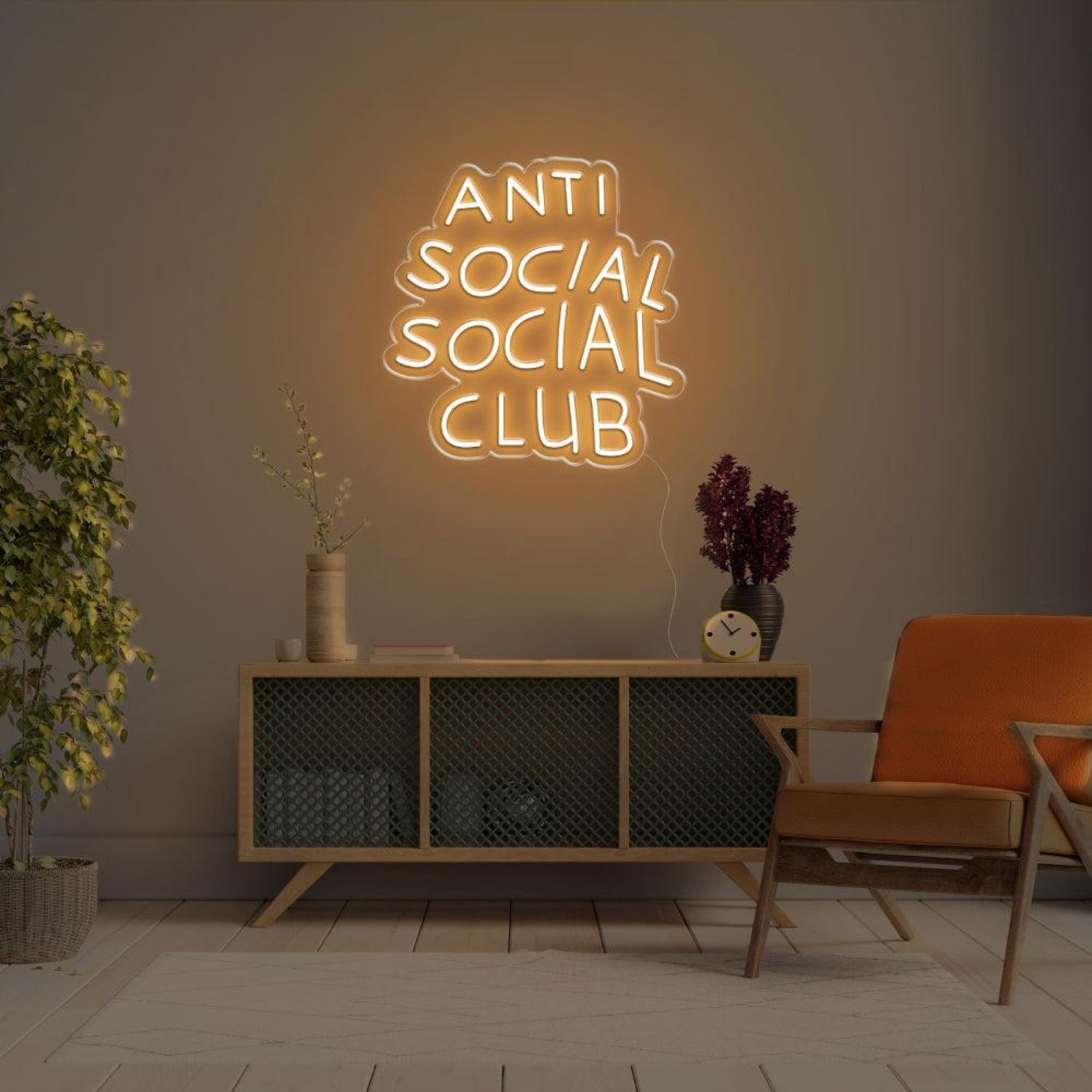 Anti Social Social Club Warm Orange-Yellow Led Neon Sign For Indoor Decor | Shineneon