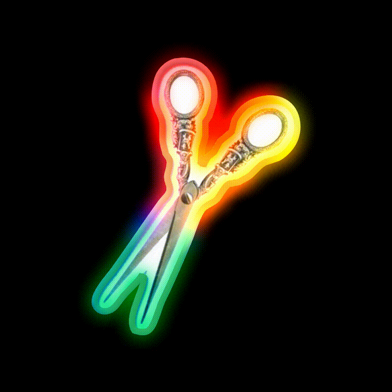 Antique Hair Scissors Barber Shop Haircut Led Neon Sign - LED neon sign close-up detail
