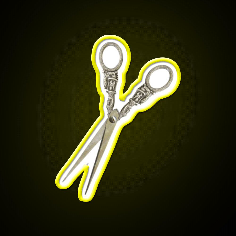 Antique Hair Scissors Barber Shop Haircut Led Neon Sign - Custom LED neon sign front view