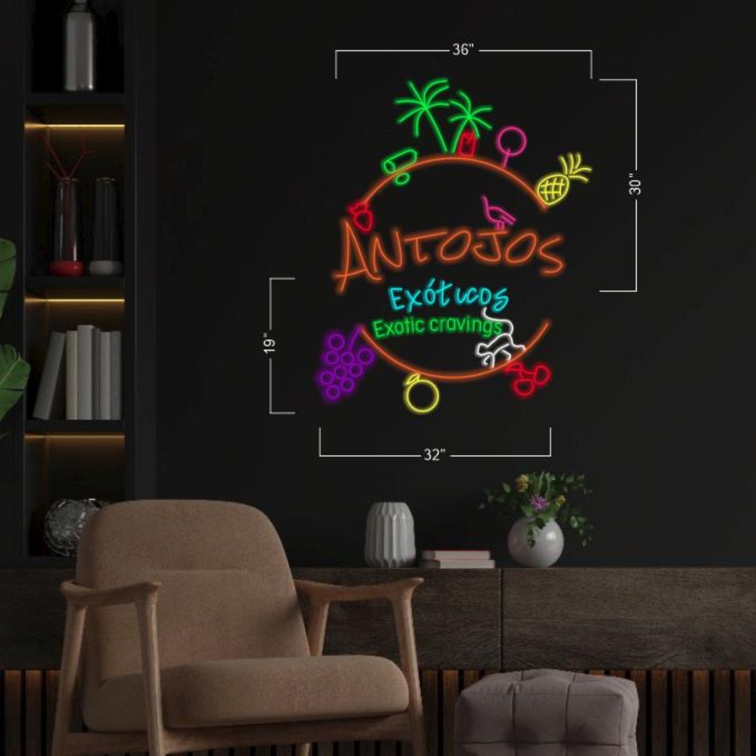 Antojos Exoticos Multicolor Tropical Led Neon Sign For Cafe Bar Decor | Shineneon
