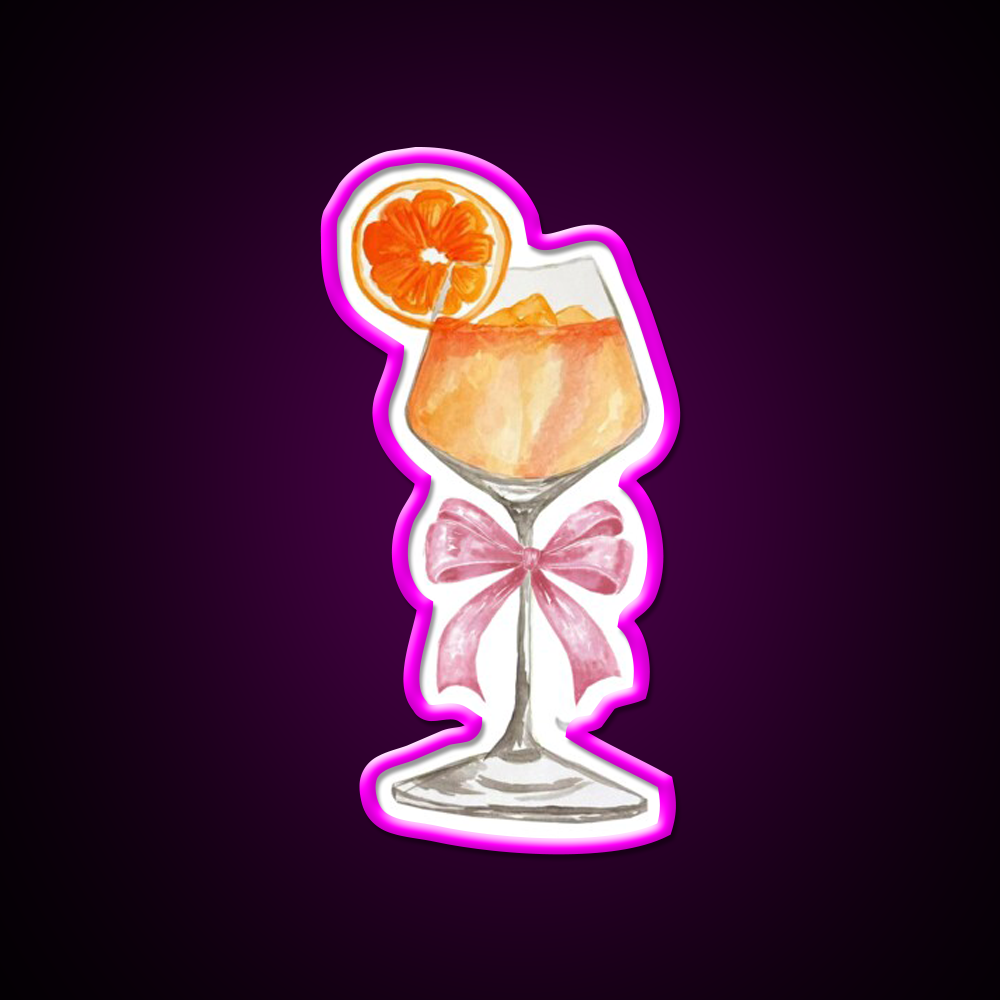 Aperol A Coquette Cocktail Bar Decor Led Neon Sign Rgb Color - Neon sign mounted on wall in room
