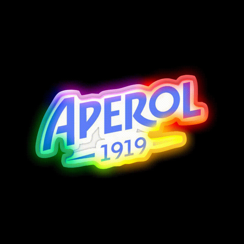 Aperol Blue Logo Cocktail Bar Decor Led Neon Sign Rgb Color - LED neon sign close-up detail