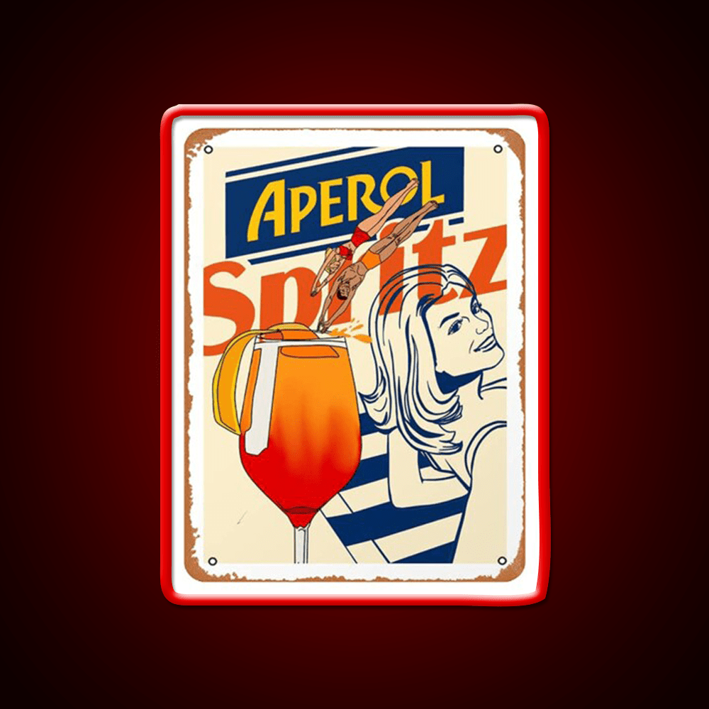 Aperol Spritz Art Print Cocktail Bar Decor Led Neon Sign Rgb Color - Shineneon