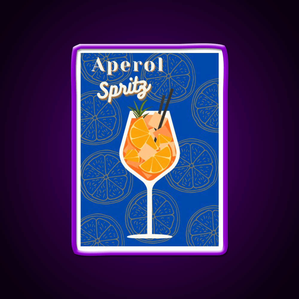 Aperol Spritz Blue Cocktail Bar Decor Led Neon Sign Rgb Color - Shineneon