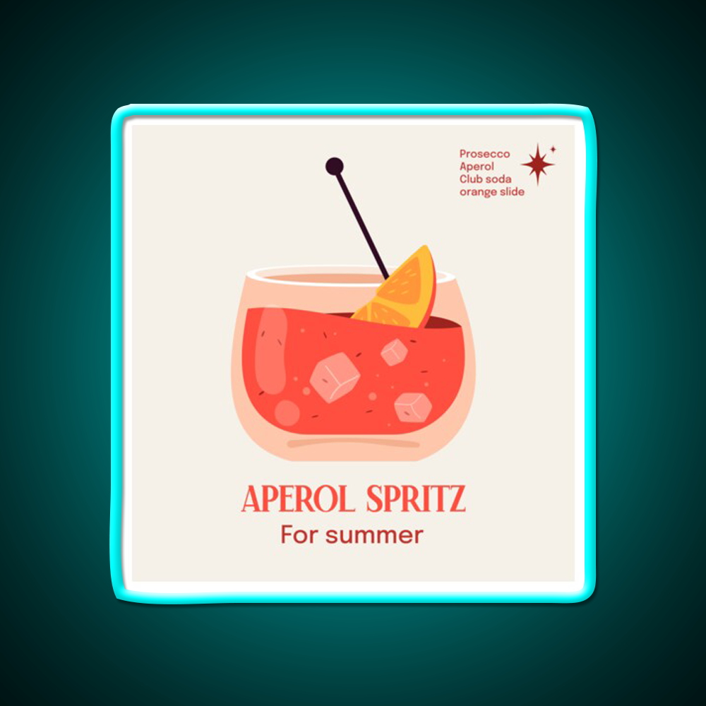 Aperol Spritz Cocktail Bar Decor Led Neon Sign Rgb Color - Size and dimension reference