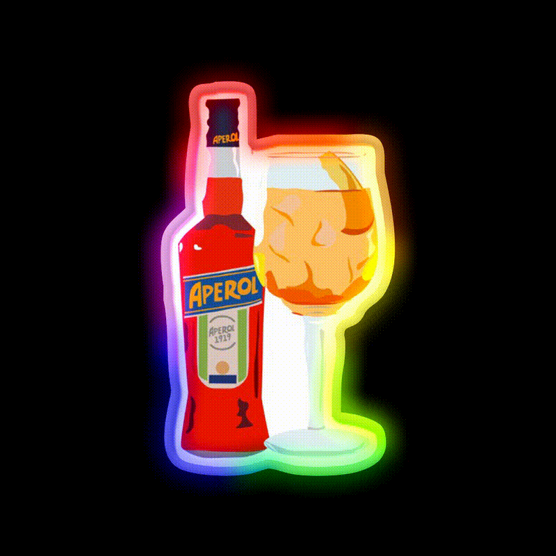 Aperol Spritz Cocktail Bar Decor Led Neon Sign Neon Party Sign Rgb Color - LED neon sign close-up detail
