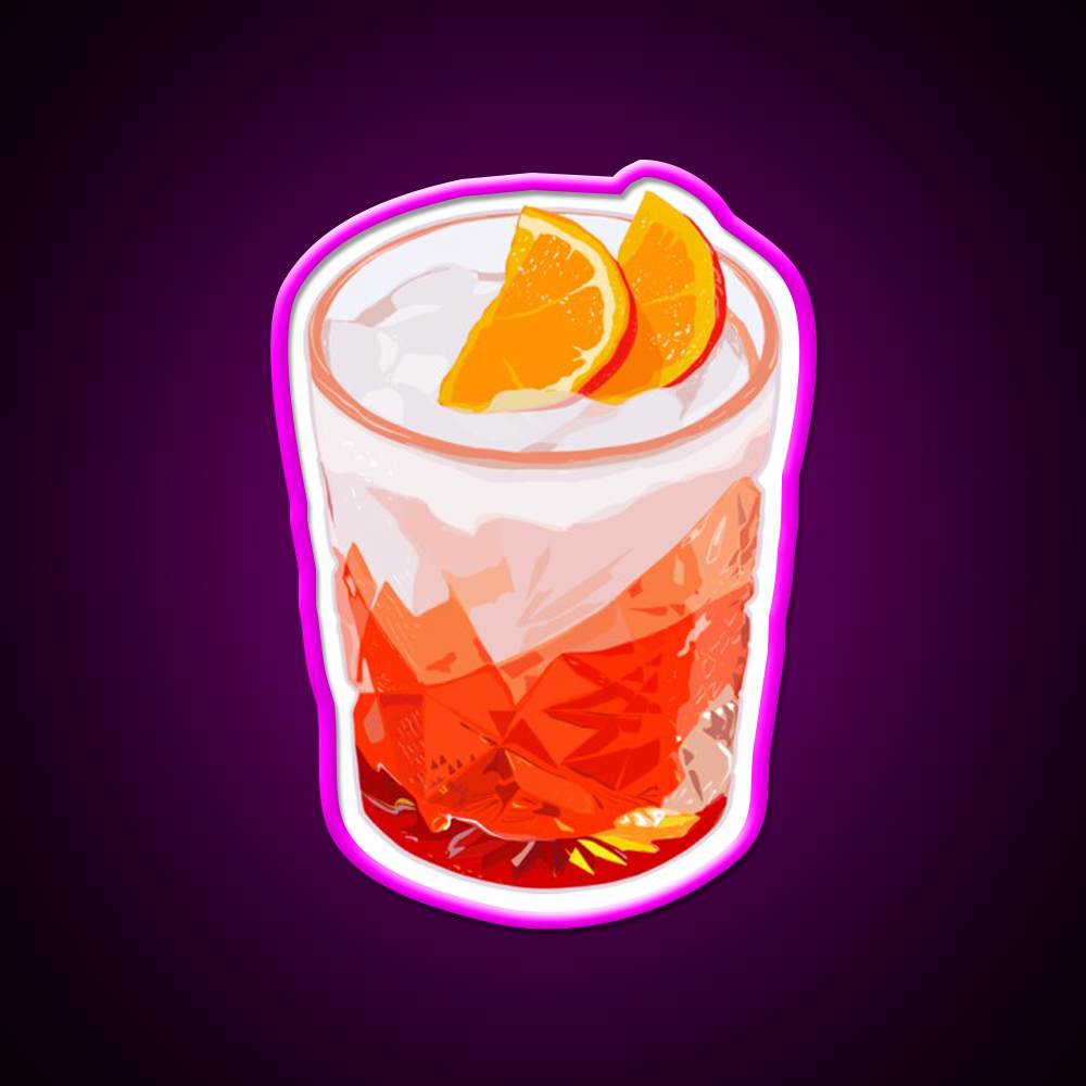 Aperol Spritz In A Glass Drink Cocktail Bar Decor Led Neon Sign Rgb Color - Neon sign mounted on wall in room