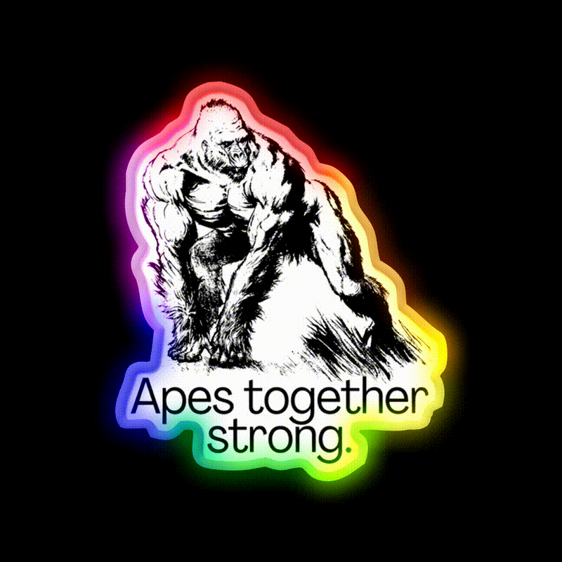 Apes Together Strong Gym Fitness Led Neon Sign Rgb Color