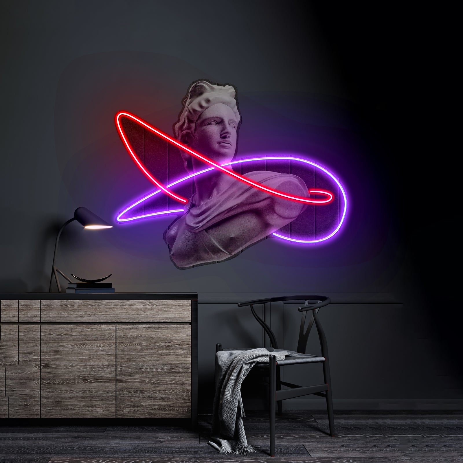 Apollo Custom Led Signs Artwork For Sale - Neon sign mounted on wall in room