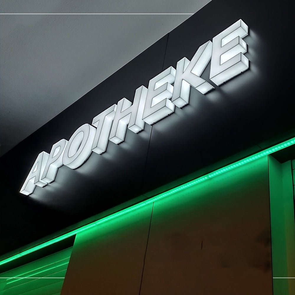 Apotheke 3D Frontlit And Backlit Channel Letter Led Light Sign - Shineneon