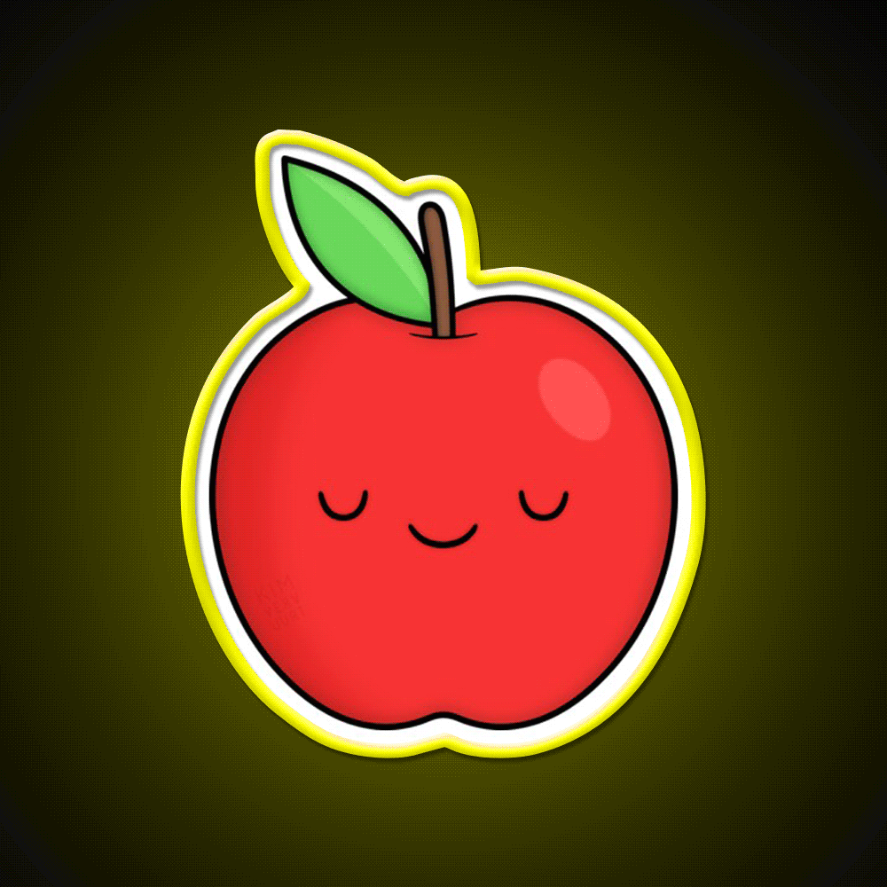 Apple Snack Food Led Neon Sign Rgb Color - Custom LED neon sign front view