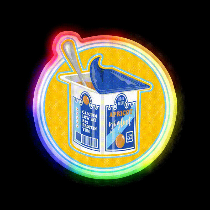 Apricot Yoghurt Pottle Snack Food Led Neon Sign Rgb Color - LED neon sign close-up detail
