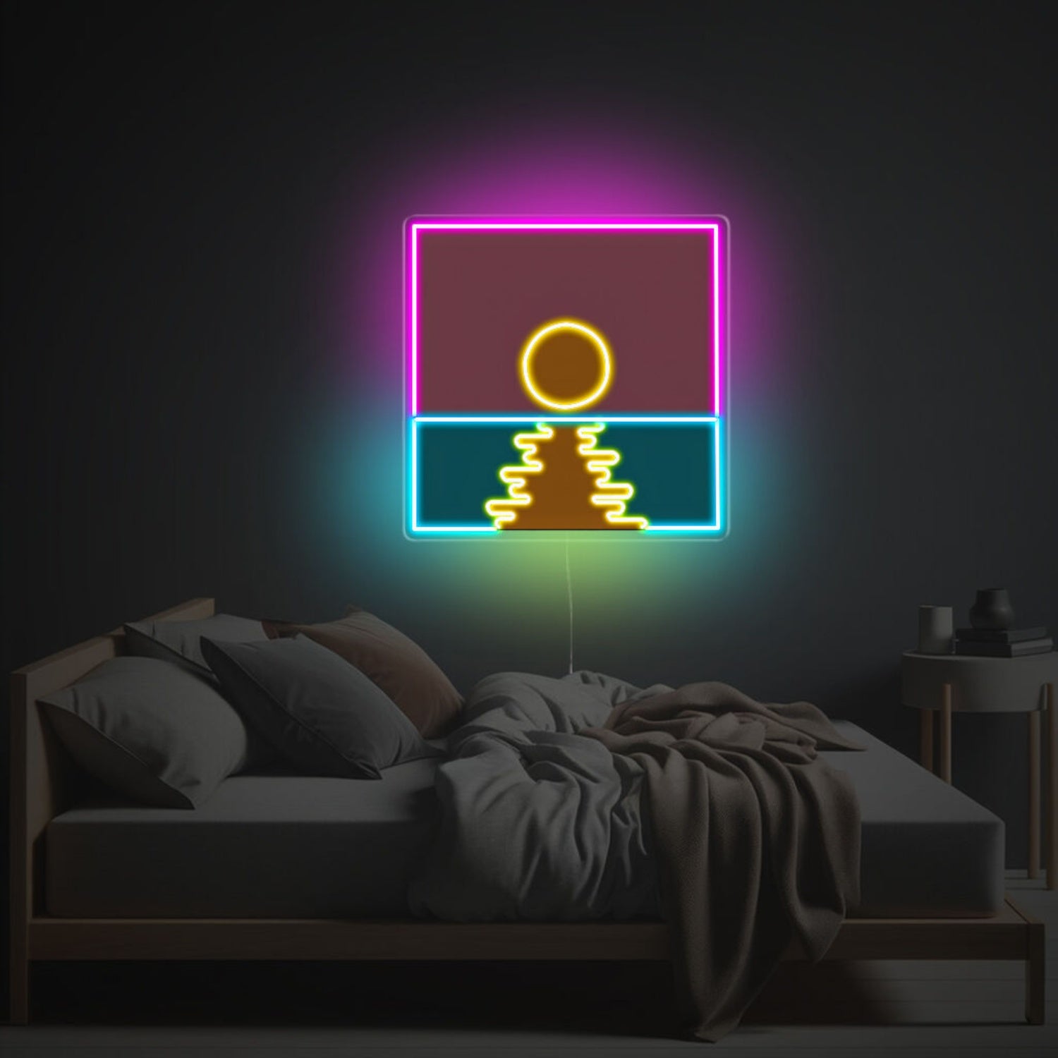 Aptivating Sunset Line Abstract Painting Led Neon Acrylic Artwork | Shineneon