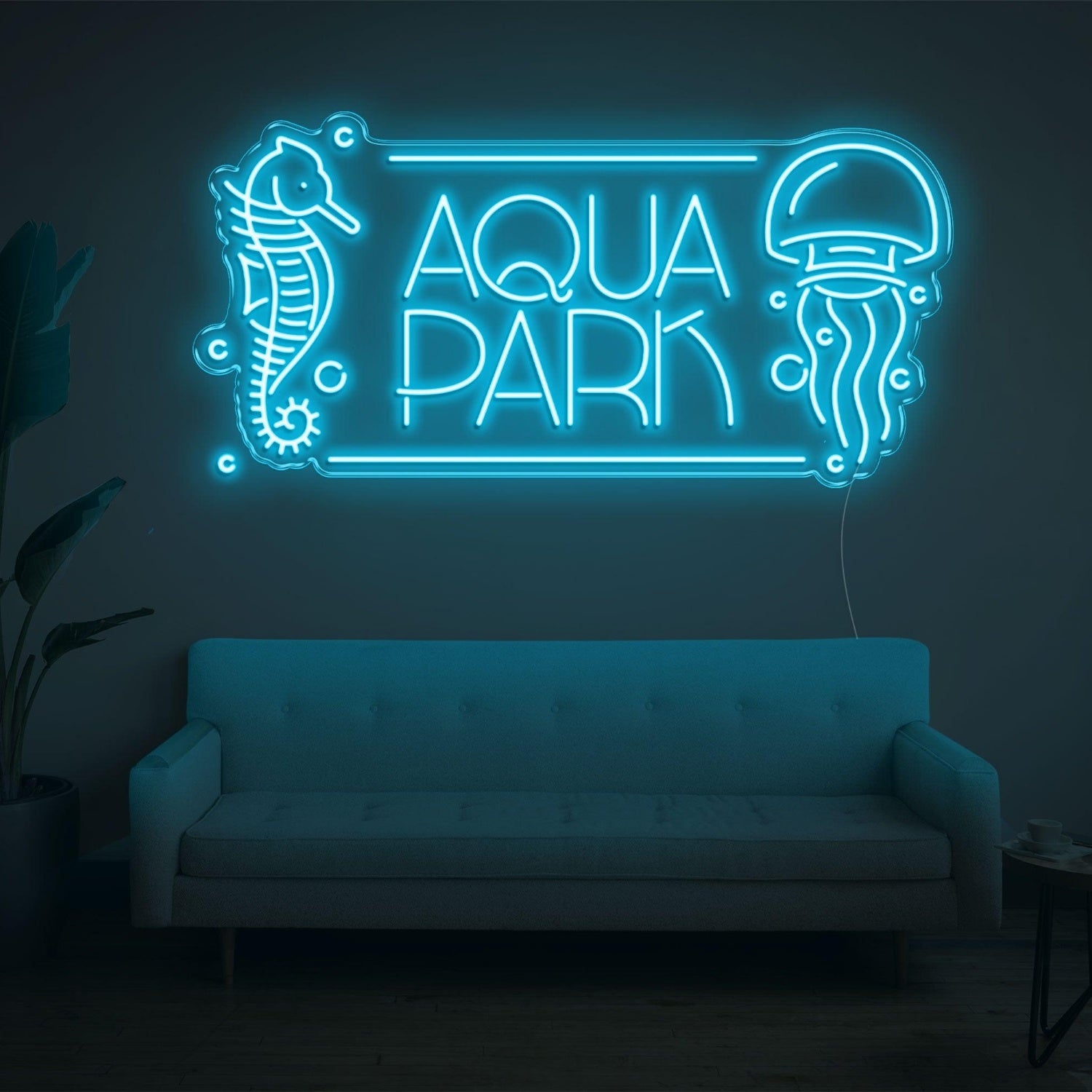 Aqua Park Seahorse Jellyfish Led Neon Sign For Ocean Theme Indoor Decor | Shineneon