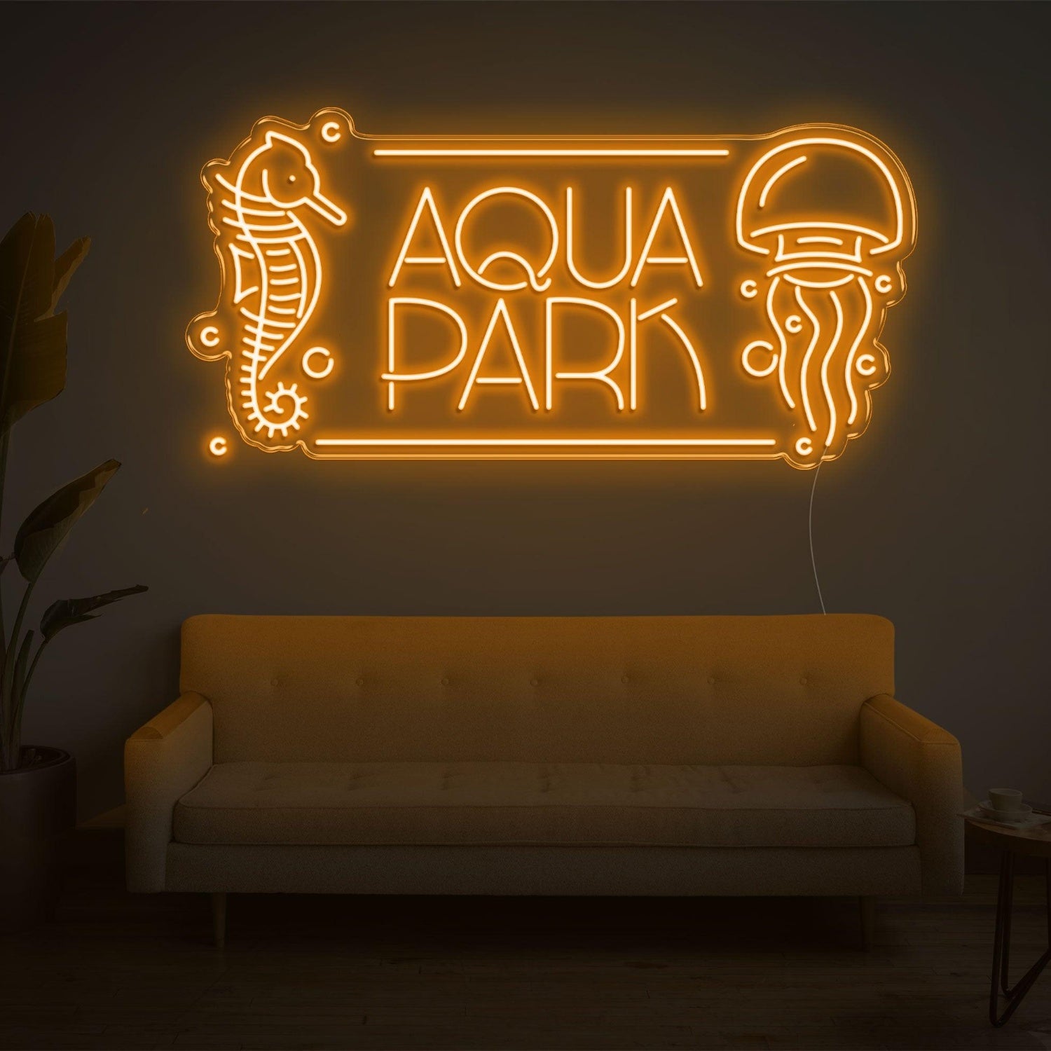 Aqua Park Seahorse Jellyfish Led Neon Sign For Ocean Theme Indoor Decor | Shineneon