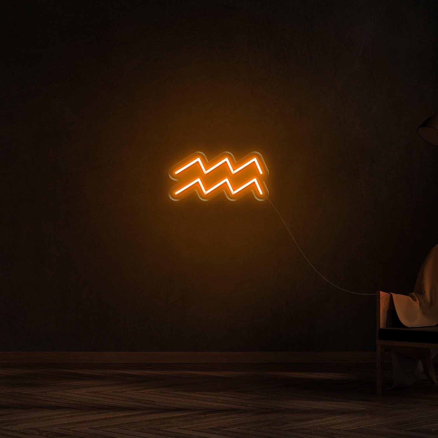 Aquarius Zodiac Orange-Yellow Wave Led Neon Sign For Modern Home Decor | Shineneon