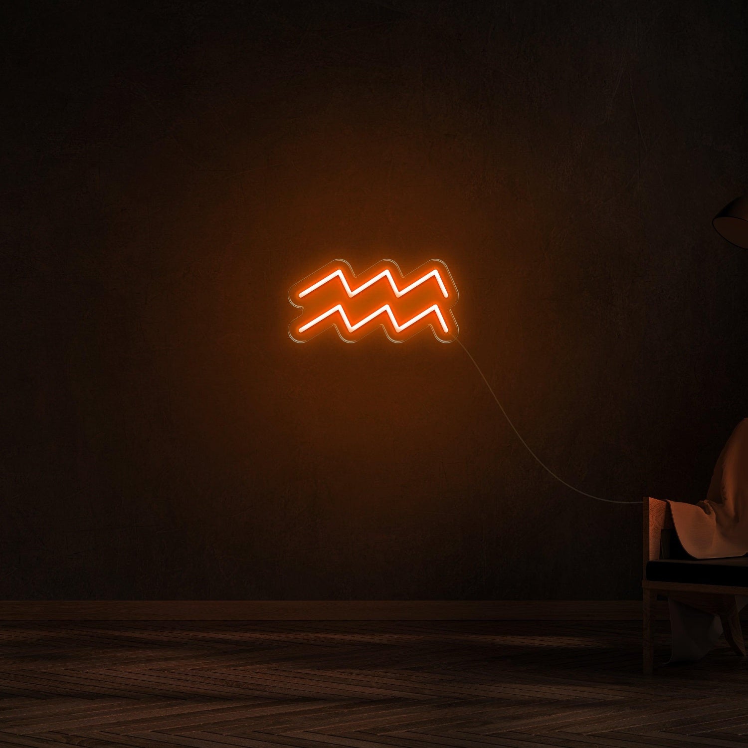 Aquarius Zodiac Orange-Yellow Wave Led Neon Sign For Modern Home Decor | Shineneon