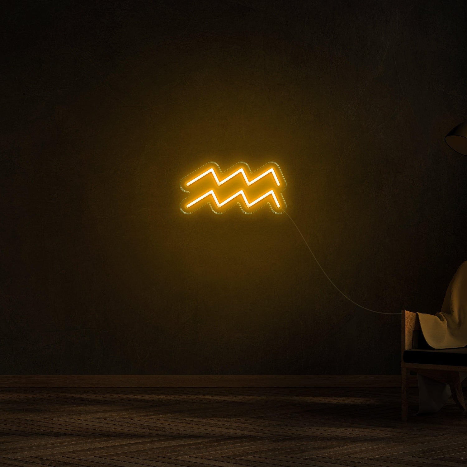 Aquarius Zodiac Orange-Yellow Wave Led Neon Sign For Modern Home Decor | Shineneon