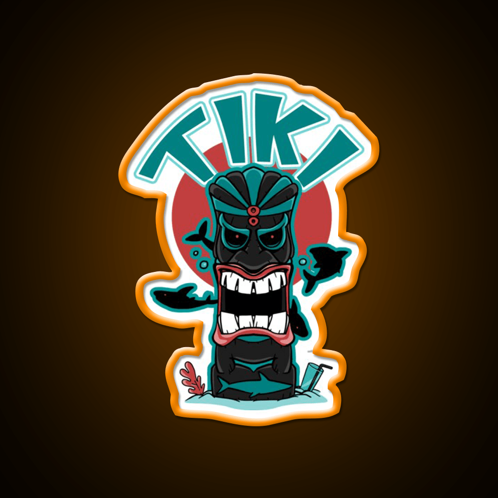Aquatic Tiki Mask Cocktail Bar Decor Led Neon Sign Rgb Color - Shineneon