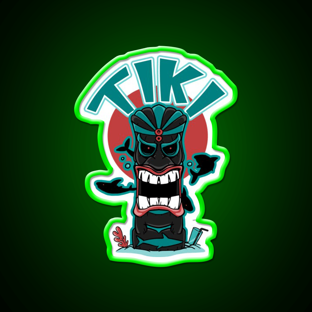 Aquatic Tiki Mask Cocktail Bar Decor Led Neon Sign Rgb Color - Shineneon