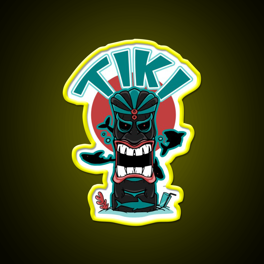 Aquatic Tiki Mask Cocktail Bar Decor Led Neon Sign Rgb Color - Shineneon