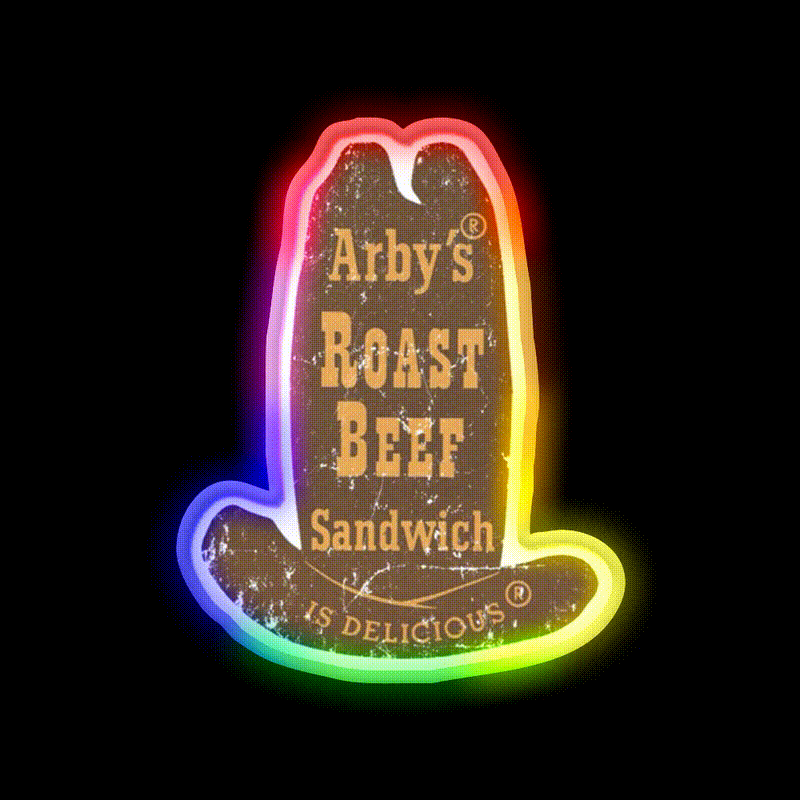 Arbys Roast Beef Shirt Fast Food Led Neon Sign For Burger Place Rgb Color