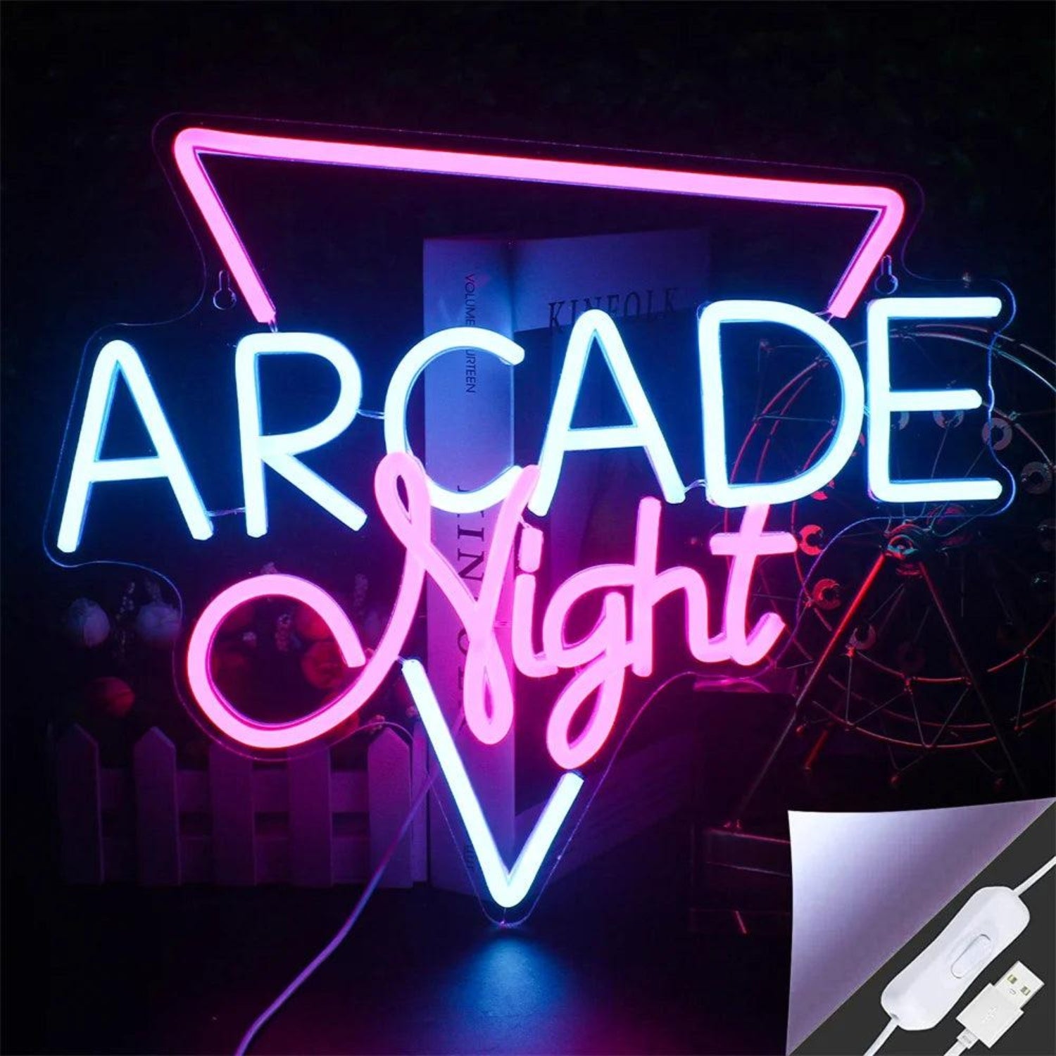 Arcade Night Pink Blue Led Neon Sign For Gaming Room Bar Decor | Shineneon