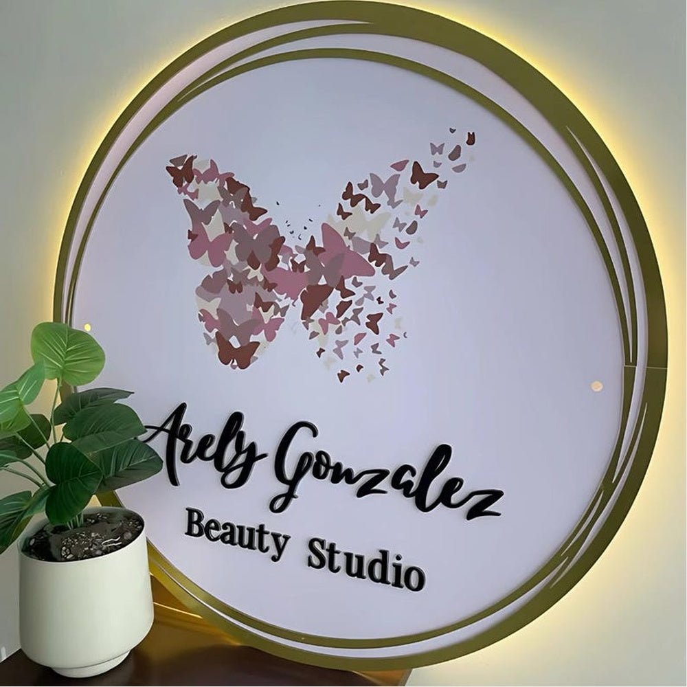 Arely Gonzalez Beauty Studio Acrylic Business Logo Sign - Shineneon