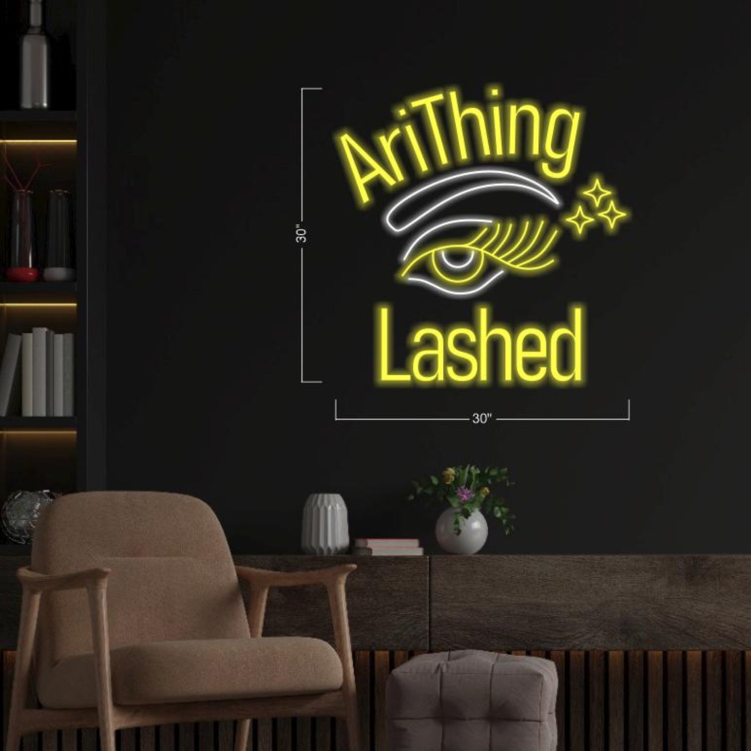 Arithing Lashed Yellow-White Eye With Stars Led Neon Sign For Beauty Salon | Shineneon