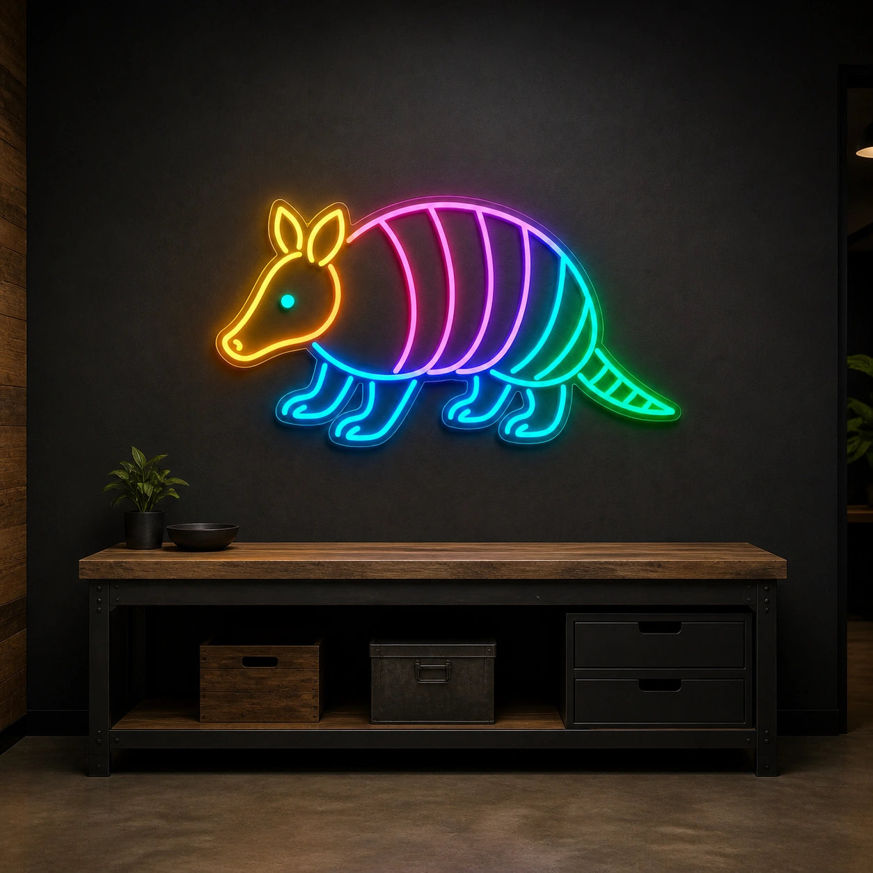 Armadillo Outline Vintage LED Neon Sign size image