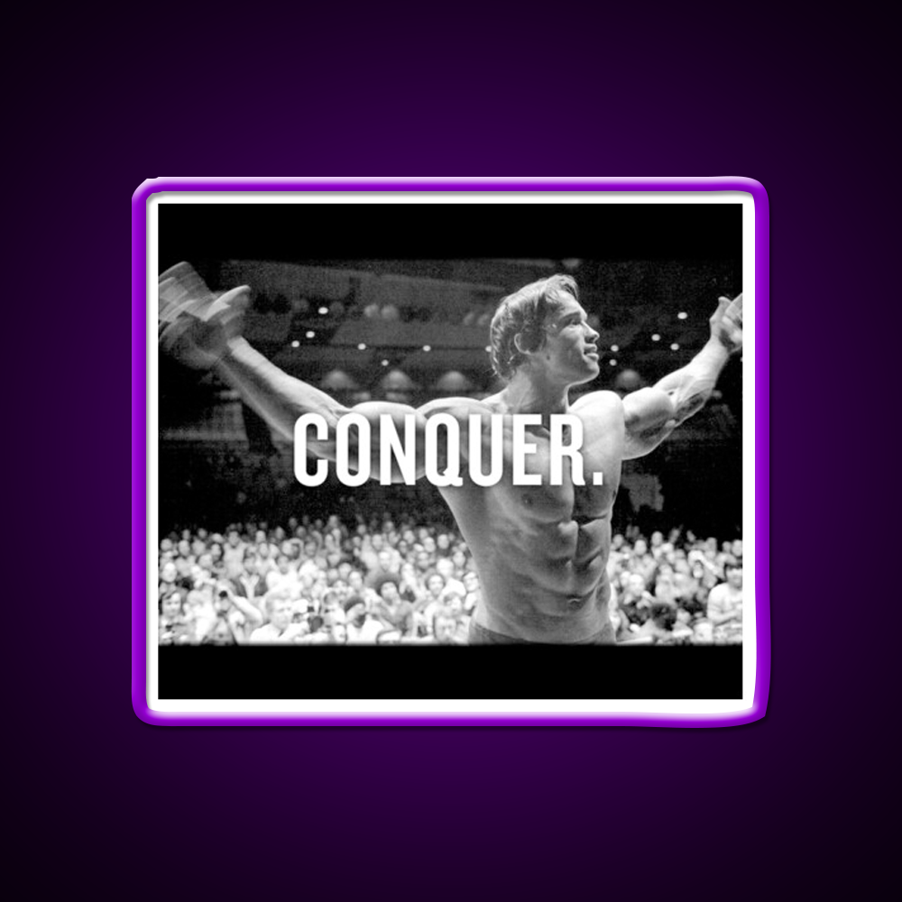 Arnold Schwarzenegger Conquer Gym Fitness Led Neon Sign Rgb Color