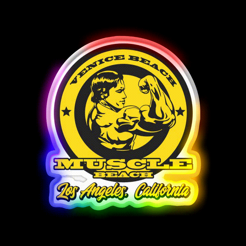Arnold Schwarzenegger Muscle Beach Gym Fitness Led Neon Sign Rgb Color