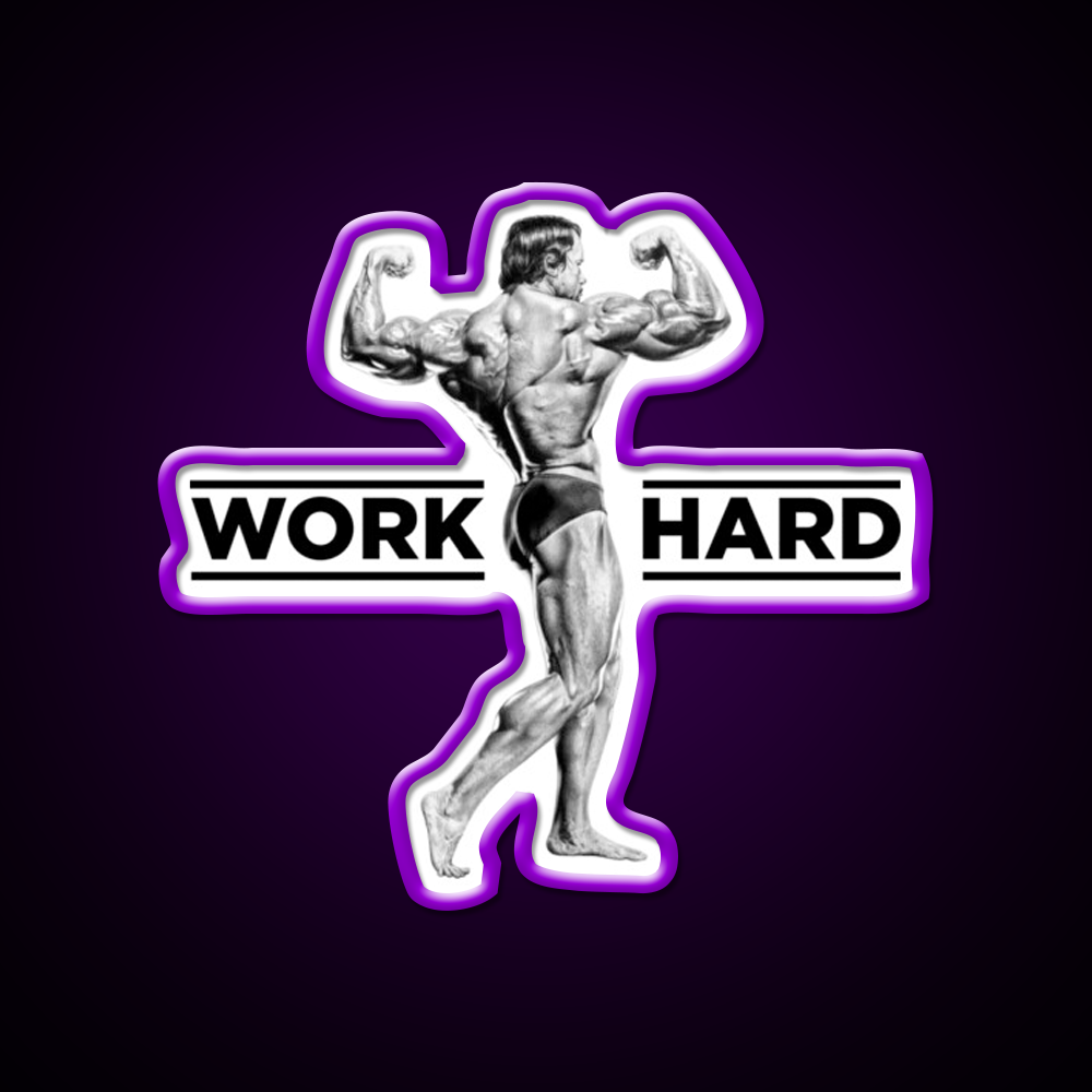Arnold Schwarzenegger Work Hard Gym Fitness Led Neon Sign Rgb Color