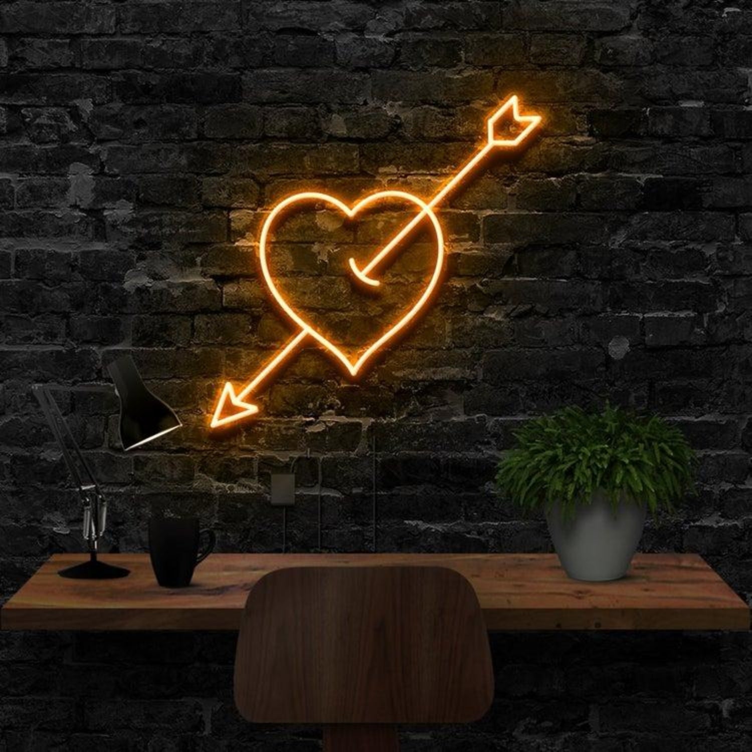 Arrow Through Heart Red Led Neon Sign For Romantic Indoor Decor | Shineneon