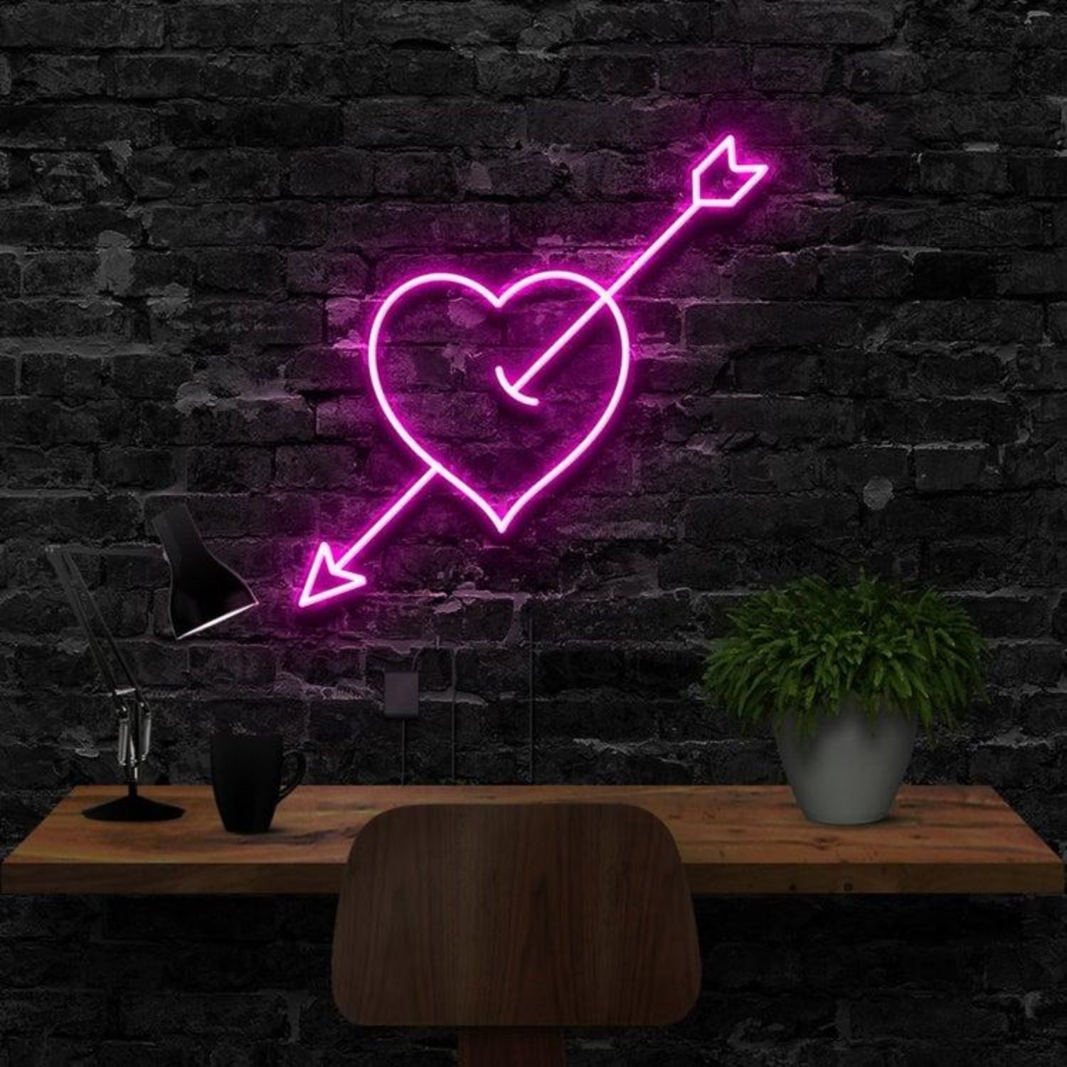 Arrow Through Heart Red Led Neon Sign For Romantic Indoor Decor | Shineneon