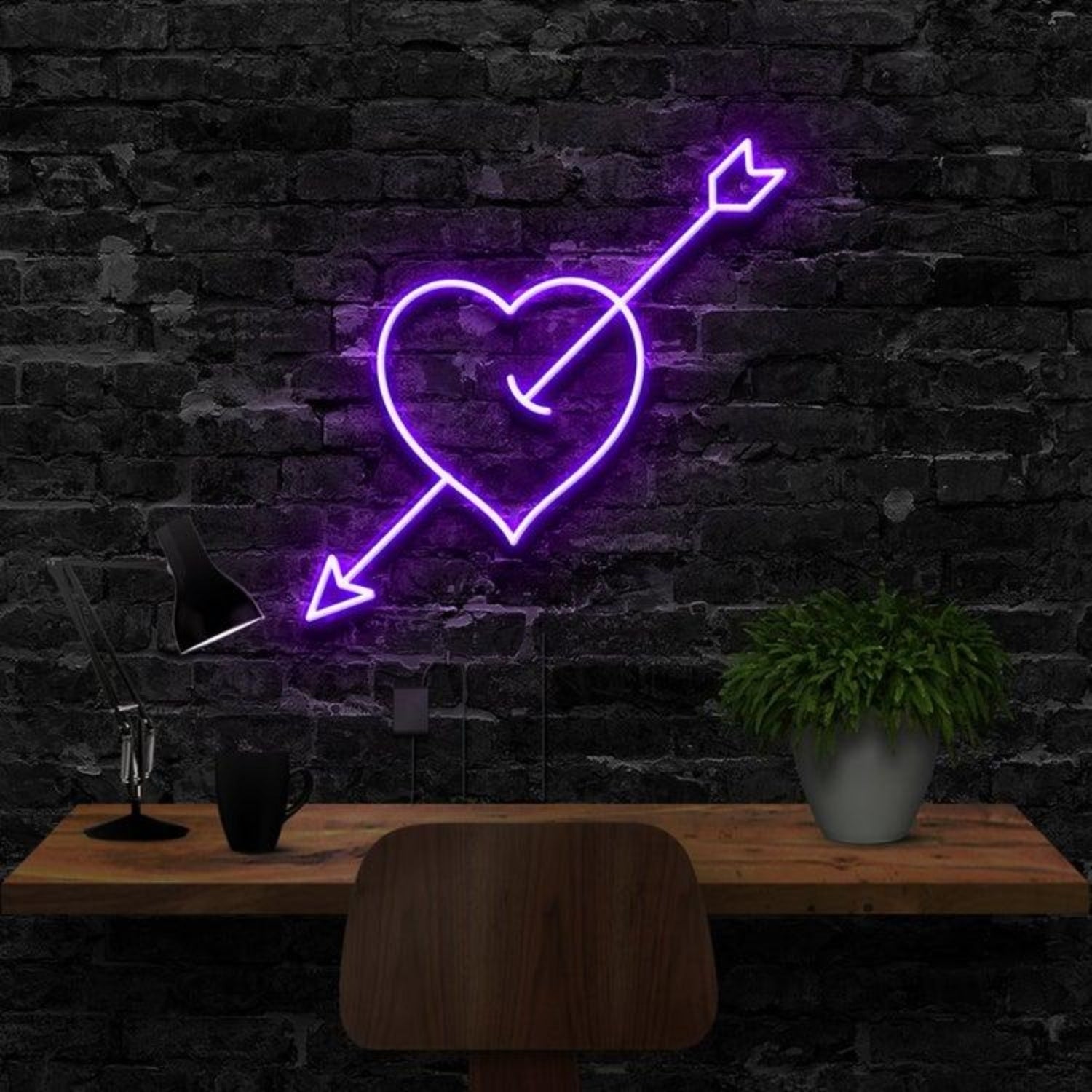 Arrow Through Heart Red Led Neon Sign For Romantic Indoor Decor | Shineneon