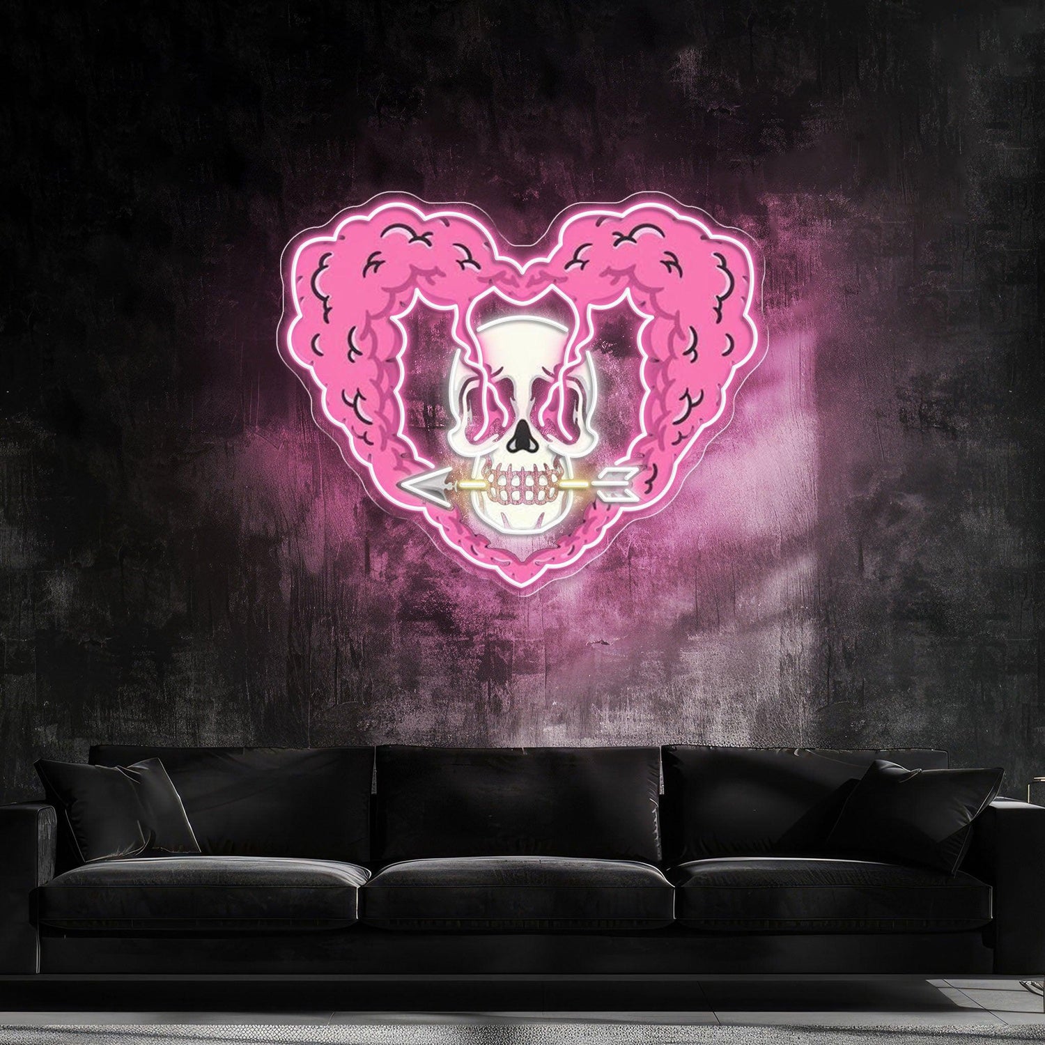 Arrow Through My Heart Pink And White Uv Printed Led Neon Sign Artwork | Shineneon