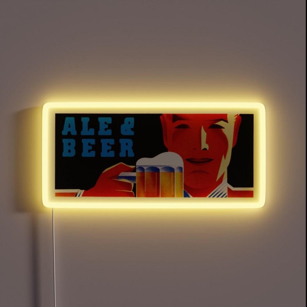 Art Deco Ale And Beer Poster From The 1930s Rgb Led Neon Sign - Shineneon