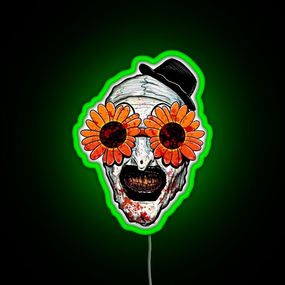 Art The Clown Terrifier 2 Sunflower Sunglasses Rgb Led Neon Sign Pop Wall Art - Shineneon